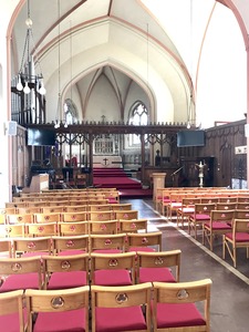 Facing altar from door distance